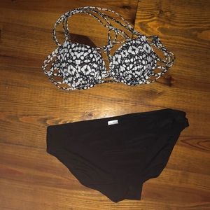 Black and white two piece bikini
